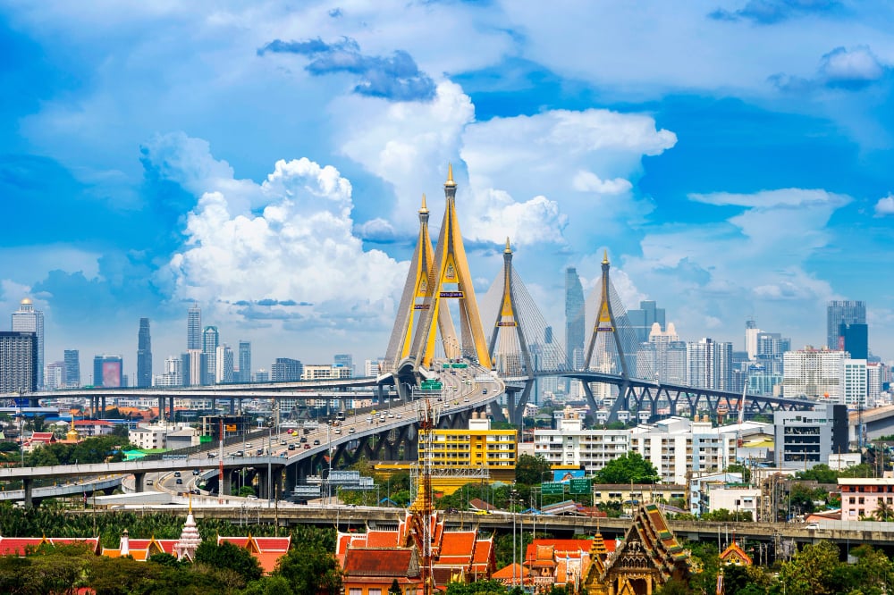 Bangkok cityscape with temples